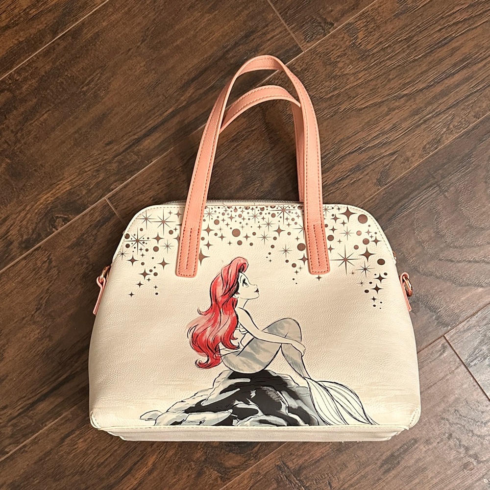 Loungefly Ariel Shoulder Bag in Cream and Coral